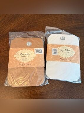 Ruby & Bloom Sheer Tights 2-Pack - Nude & White - BRAND NEW